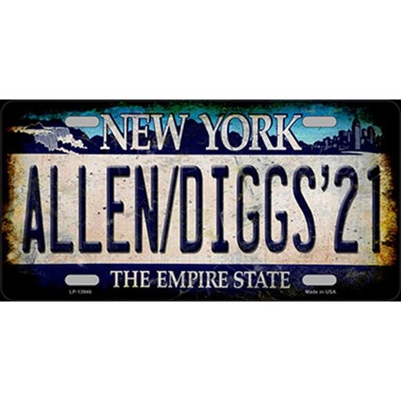 NFL Bills License Plate Allen Diggs Tag Metal Buffalo White Sign Retro NY Logo - Picture 2 of 3